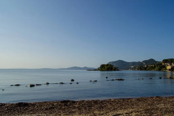 ıssız beach Corfu, Yunanistan.