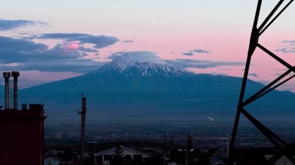 Ararat Zeitraffer-Video montieren. Blick von Eriwan, Armenien. — Stockvideo