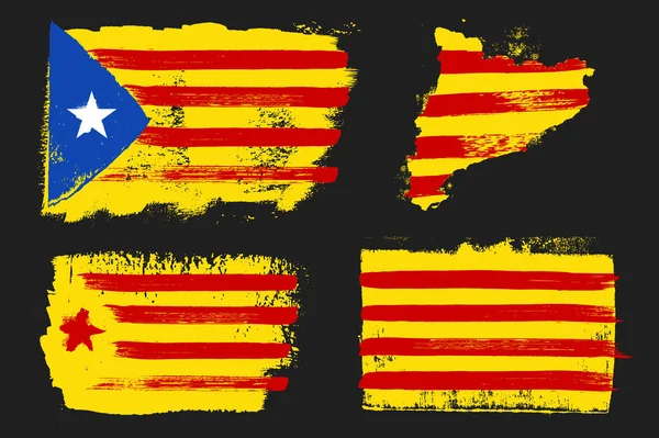 Drapeaux de Catalogne Style Grunge — Image vectorielle