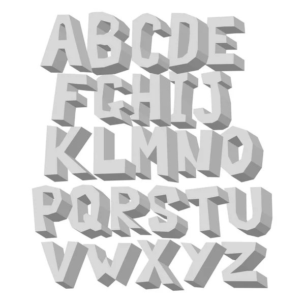 Grijze witte volume alfabet. 3d hoofdletter op witte geïsoleerde achtergrond — Stockvector