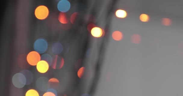 Bokeh background. Blinking Garland Multi colorido abstrato desfocado fundo — Vídeo de Stock