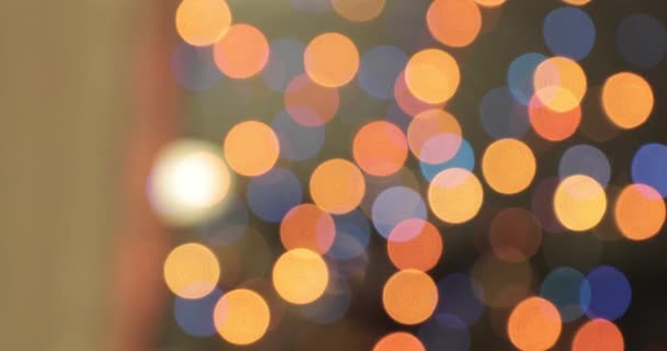 Bokeh background. Blinking Garland Multi colorido abstrato desfocado fundo — Vídeo de Stock