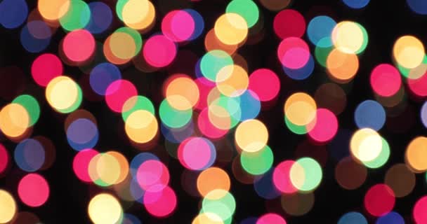 Bokeh background. Blinking Garland Multi colorido abstrato desfocado fundo — Vídeo de Stock