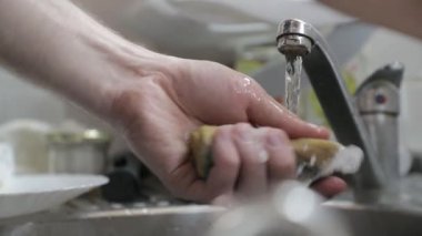 sünger bulaşık eller yavaş hareket için