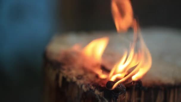 Oheň a plamen detailní zpomalené video — Stock video