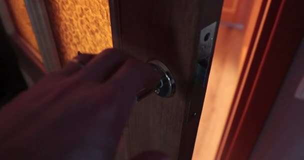 De binnenkant deur door de handgreep — Stockvideo