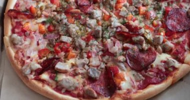 lezzetli iştah açıcı et pizza portre