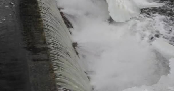 冷凍小さな滝曇りの日 — ストック動画