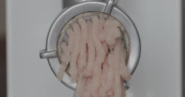 鸡肉碎肉从绞肉机里出来 — 图库视频影像