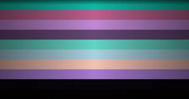 Mehrfarbige chaotisch variierende horizontale Streifen. abstrakter geometrischer Hintergrund — Stockvideo