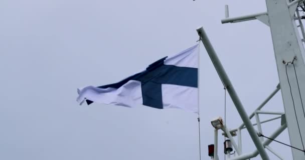 Flagga Finland som fladdrar i vinden — Stockvideo