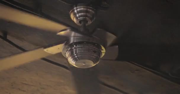 Ceiling fan in a dark dark room close-up — Stock Video