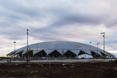 Samara Arena, Rusya Federasyonu - Nisan, 2018: Futbol Dünya Kupası 2018 Stadyumu oluşturma.