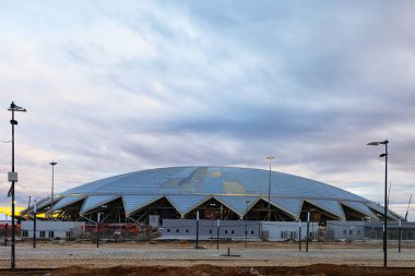 Samara Arena, Rusya Federasyonu - Nisan, 2018: Futbol Dünya Kupası 2018 Stadyumu oluşturma.