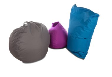 Oturma odası için mavi, gri ve mor beanbag sandalye 