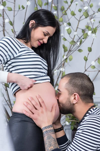 Beautiful international couple look at each other, muslim man sa — Stock Photo, Image