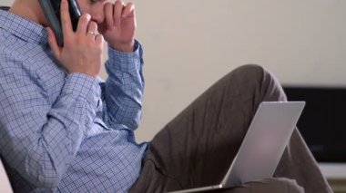 Businessman working from home when self isolating