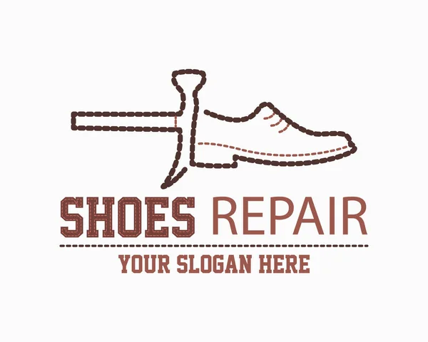 Shoemaker logó sablon. Cipőjavító vektor kialakítása. Bőráruk műhelyjavításának vagy helyreállításának koncepciója. Nyomtatás, embléma, póló, matrica, logotípus tervezése. — Stock Vector