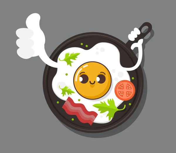 Lustige Omelette Niedlichen Charakter Logovorlage Für Spiegeleier Frühstücksvektordesign Fast Food — Stockvektor