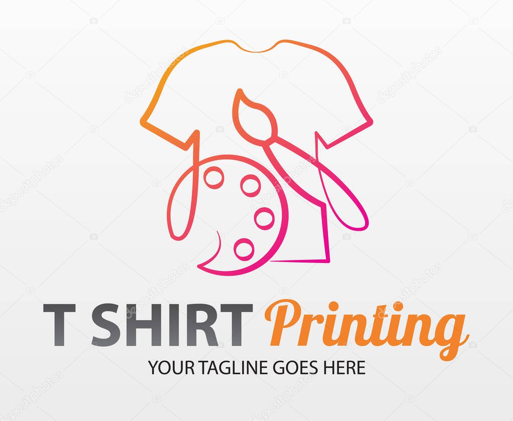 Tshirt Printing cmyk palette concept. Abstract modern colored vector logo template of t-shirt printing. For typography, print, corporate identity, workshop, branding, factory, serigraphy, etc.