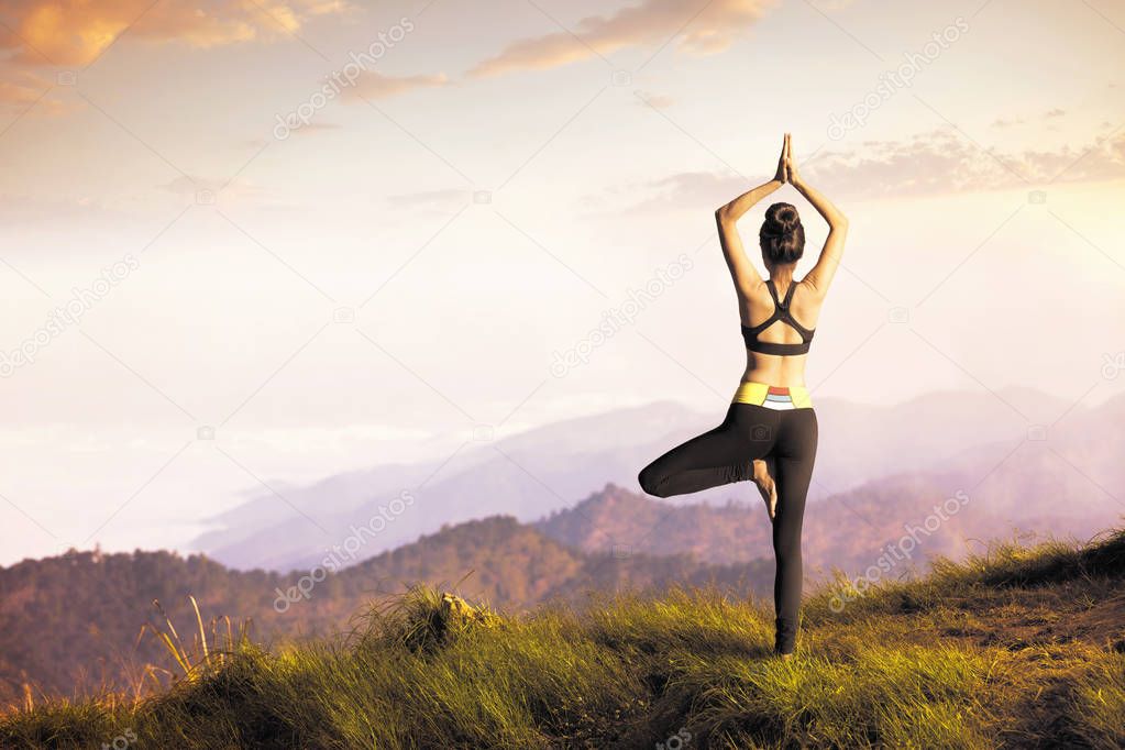 Young woman meditate yoga