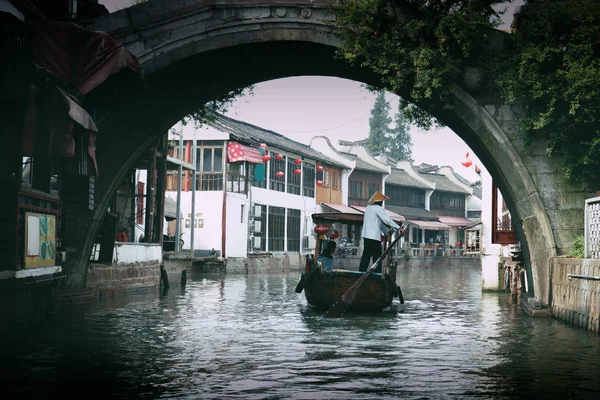 China traditional tourist boats at Shanghai Zhujiajiao town