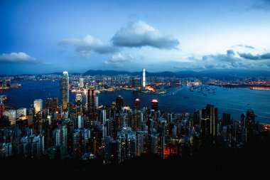 Alacakaranlıkta, zirve, Hong Kong görünümünden skyline Hong Kong