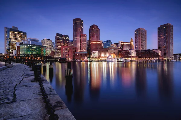 Boston Skyline Zmierzchu Boston Massachusetts Usa — Zdjęcie stockowe