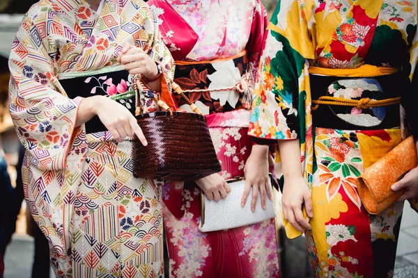 Närbild Framför Japansk Kvinnlig Kimono Japan — Stockfoto