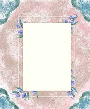 Düğün davetiyesi, şerit gri ve kart geometrik davet ediyoruz. Yatay zarif dikdörtgen çerçeve. Beyaz kare zemin. suluboya. Tebrik kartı, sevimli kutlama. Yaşam mercan