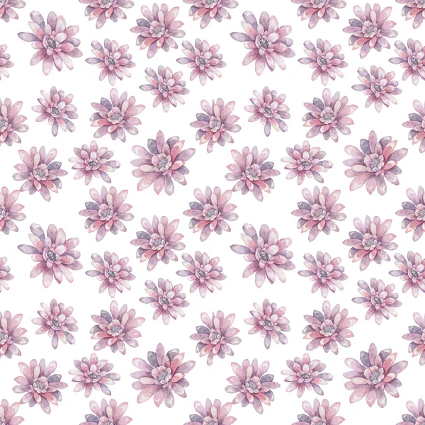 Este Padrão Floral Rosa e Roxo Moderno apresenta um design de fundo de flor repetitivo com cores pastel. Watercolor lótus e cacto flores ilustração colorida para casamento, clivagem, convidar — Fotografia de Stock