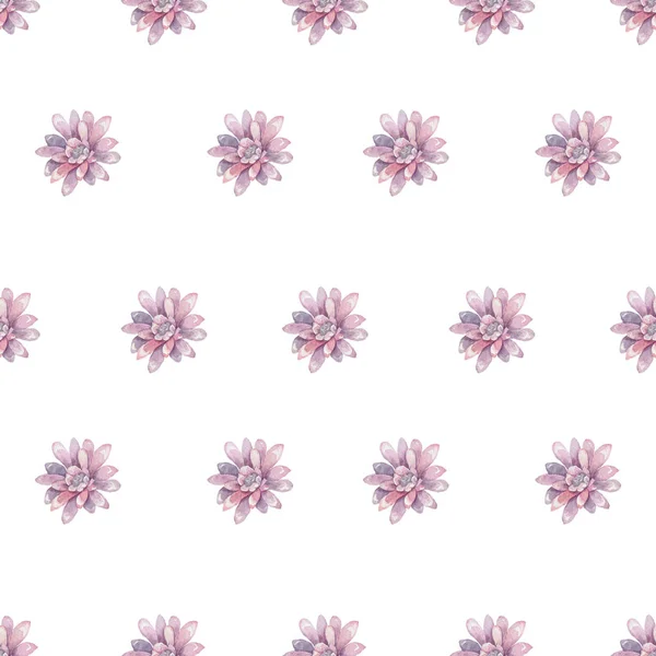 このモダンなピンクとパープルの花柄は、パステルカラーで繰り返し花の背景デザインを特徴としています。結婚式、お祝い、招待のためのカラフルなイラストを水彩蓮とサボテンの花 — ストック写真