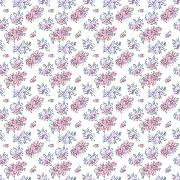 Ce motif floral rose et violet moderne dispose d'un motif de fond de fleur répétitif avec des couleurs pastel. Lotus aquarelle et fleurs de cactus illustration colorée pour mariage, clibration, inviter — Photo