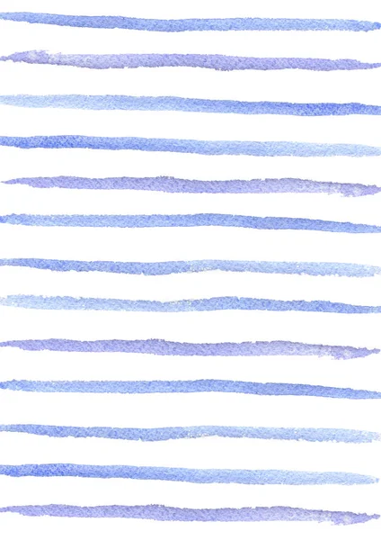 Rayures bleu aquarelle. Modèle de ligne illustration dessinée à la main sur fond blanc — Photo