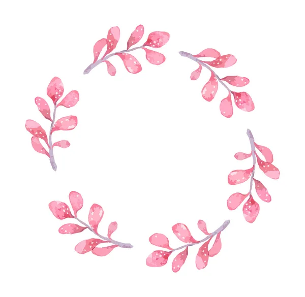 Πρόσκληση. Γάμος ή κάρτα γενεθλίων. Floral πλαίσιο. Υδατογραφία φόντο με ροζ άνοιξη κόκκινο και μπλε λουλούδια και πράσινα φύλλα. Στυλ Boho. Ομορφιά απομονωμένο πλαίσιο κύκλο bouqet φόντο — Διανυσματικό Αρχείο