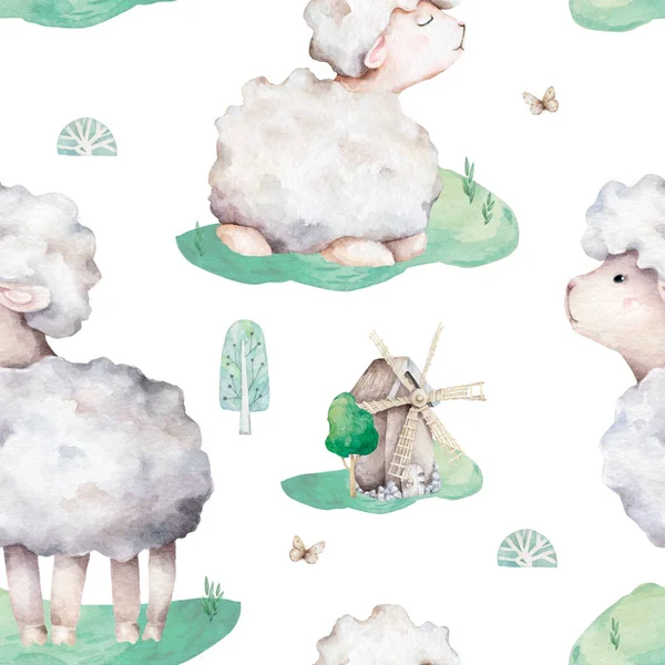 Белая Овца Розовом Безмордонном Рисунке — стоковое фото