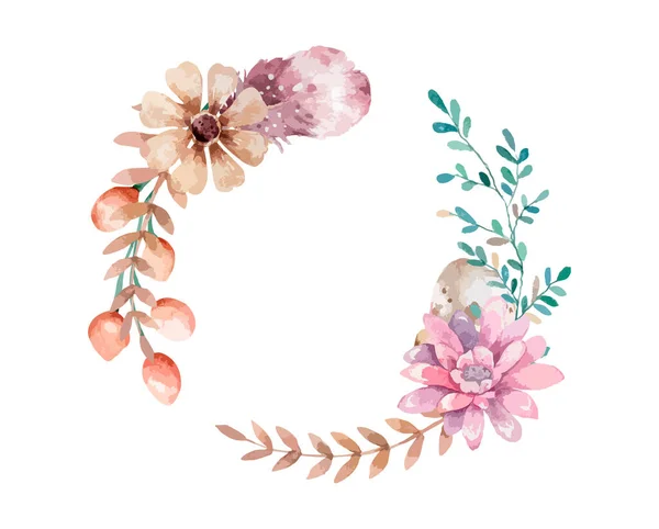 Convite Casamento Cartão Aniversário Moldura Floral Fundo Aquarela Com Flores — Vetor de Stock
