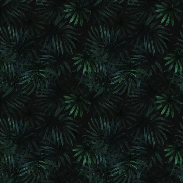 Акварель Тропических Пальмовых Листьев Бесшовный Узор Иллюстрация — стоковое фото