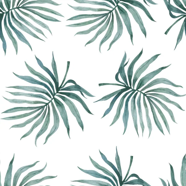 Aquarelle Feuilles Palmier Tropical Motif Sans Couture Illustration — Photo