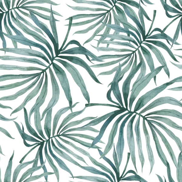 Akvarell Tropisk Palm Lämnar Sömlösa Mönster Illustration — Stockfoto