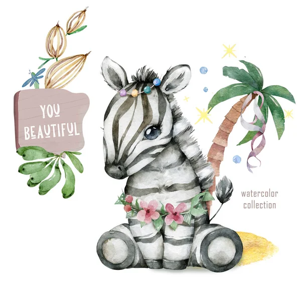 Schattige Baby Zebra Cartoon Illstratie — Stockfoto