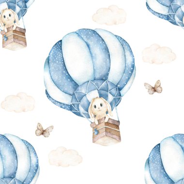 Çizgi film Bunny 'nin doğum günü kartı çok tatlıymış. Suluboya tavşan klipsi ve güzel boho pembe çiçekler, çiçek. Beyaz arka planda Mutlu Paskalyalar için lamba ışığı ve yaprak