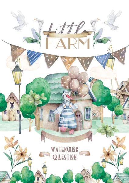 Çiftlik hayvanlarının ve ilgili eşyaların çizimi.