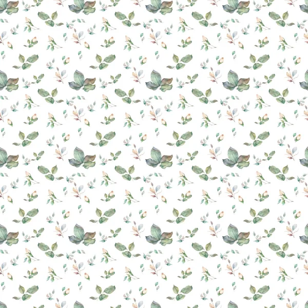 Απρόσκοπτη Πράσινο Μοτίβο Φύλλων Χειροποίητα Κομψά Φύλλα Λευκό Φόντο — Φωτογραφία Αρχείου