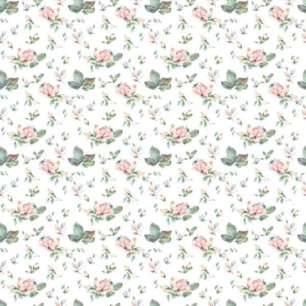 Naadloos Groen Bladpatroon Met Hand Getekende Elegante Bladeren Witte Achtergrond — Stockfoto