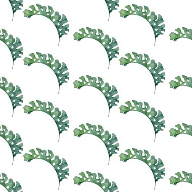 El yapımı suluboya tropikal set. Egzotik yapraklar, orman ağacı, Brezilya modası. Kumaş tasarımı için mükemmel. Aloha koleksiyonu.