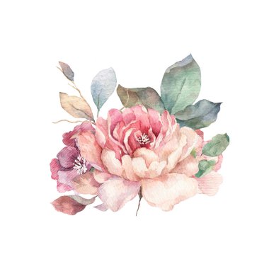 kırmızı, beyaz ve mavi güllü buket, lisianthuslar, ranunculus ve leylak çiçekleri ve yeşil yapraklar.