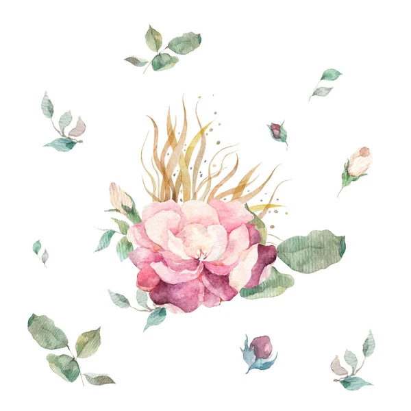 Bouquet Con Rose Rosse Bianche Blu Lisiantini Fiori Ranuncoli Lilla — Foto Stock