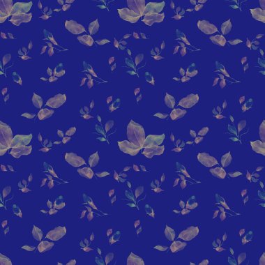 Kusursuz yeşil yaprak deseni. Beyaz arkaplanda elle çizilmiş zarif yapraklar.