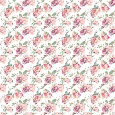 kırmızı, beyaz ve mavi güllü buket, lisianthuslar, ranunculus ve leylak çiçekleri ve yeşil yapraklar.